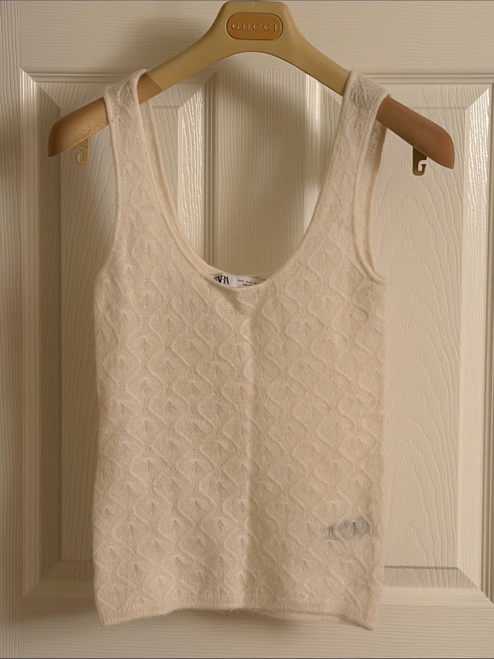 Zara Cream Textured Knit Tank Top